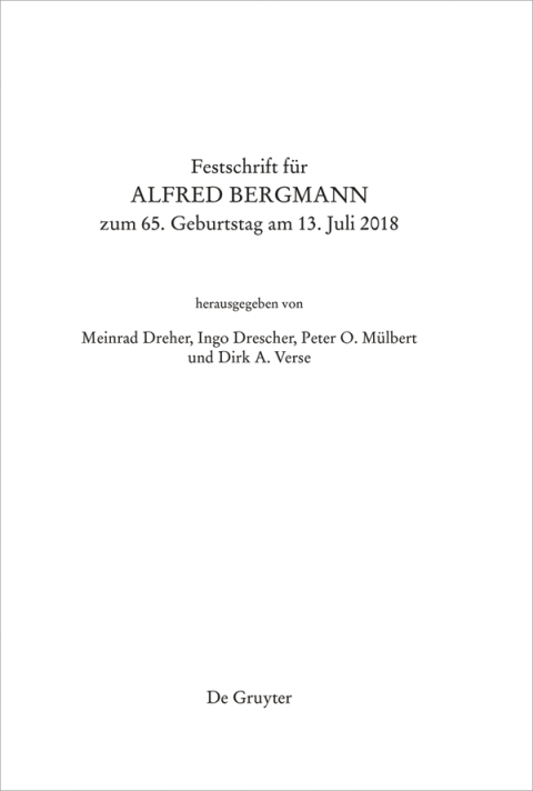Cover image for book Festschrift für Alfred Bergmann zum 65. Geburtstag am 13. Juli 2018