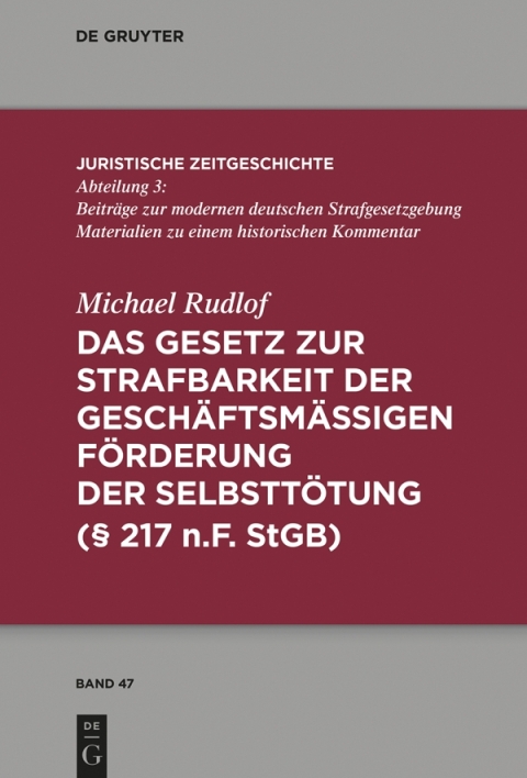 Cover image for book Das Gesetz zur Strafbarkeit der geschäftsmäßigen Förderung der Selbsttötung
