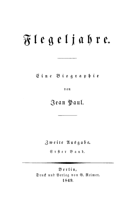 Cover image for book Flegeljahre. Erster Band