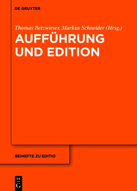 Cover image for book Aufführung und Edition