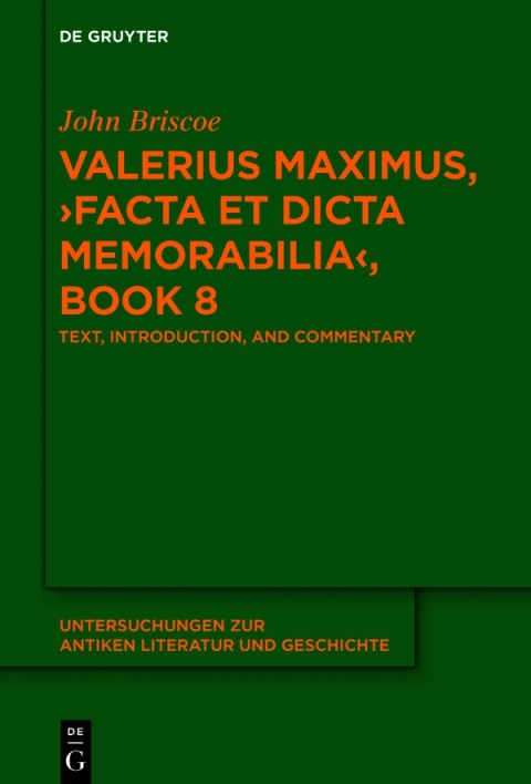 Cover image for book Valerius Maximus, ›Facta et dicta memorabilia‹, Book 8