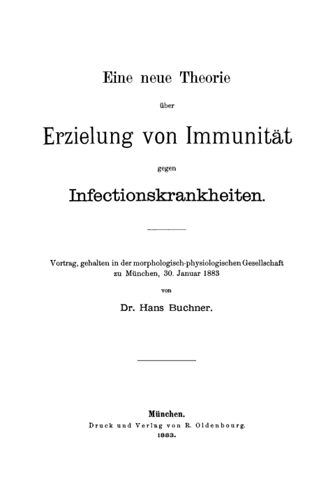 Cover image for book Eine neue Theorie über Erzielung von Immunität gegen Infectionskrankheiten