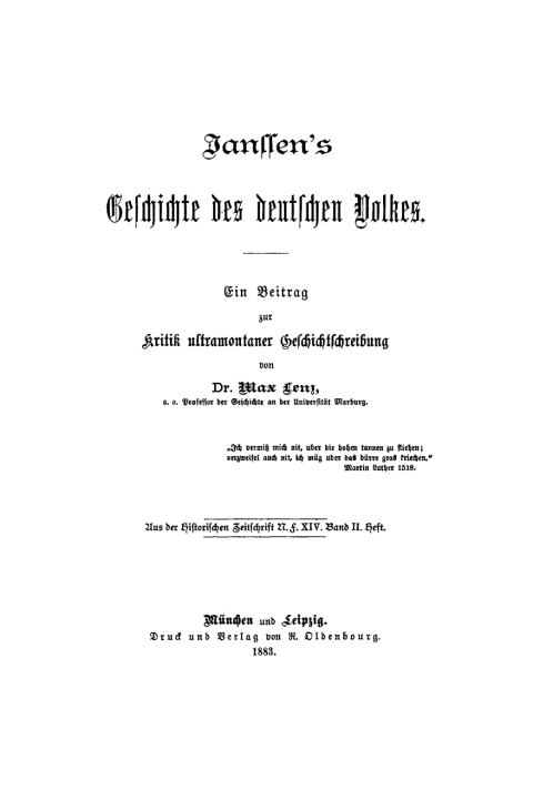 Cover image for book Janssen’s Geschichte des deutschen Volkes