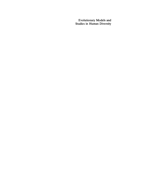 Cover image for book Evolutionary Models and Studies in Human Diversity