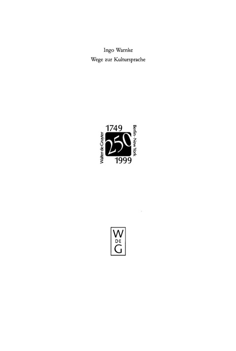 Cover image for book Wege zur Kultursprache