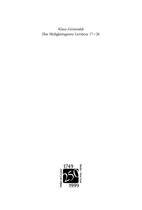 Cover image for book Das Heiligkeitsgesetz Leviticus 17–26