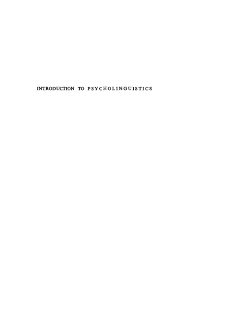 Cover image for book Introduction to Psycholinguistics