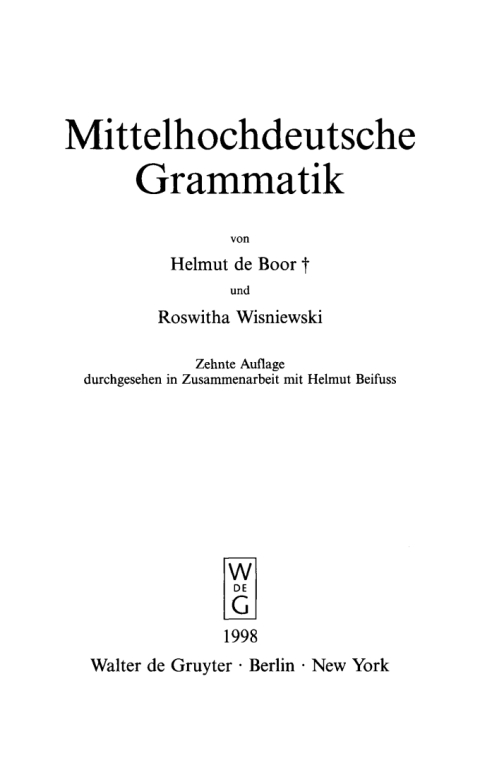 Cover image for book Mittelhochdeutsche Grammatik