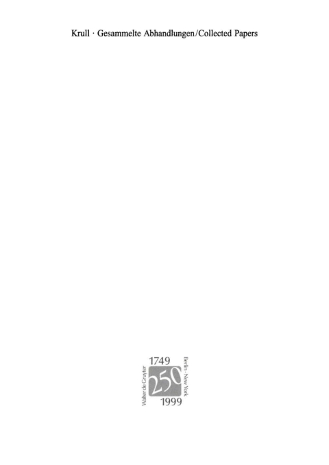 Cover image for book Wolfgang Krull: Gesammelte Abhandlungen / Collected Papers. Volume 1+2