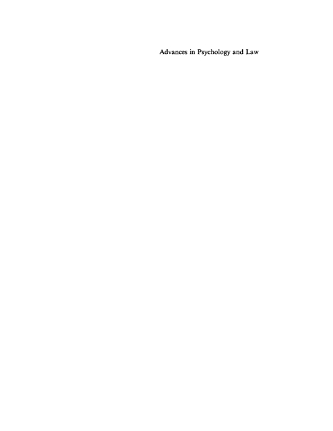Cover image for book Advances in Psychology and Law