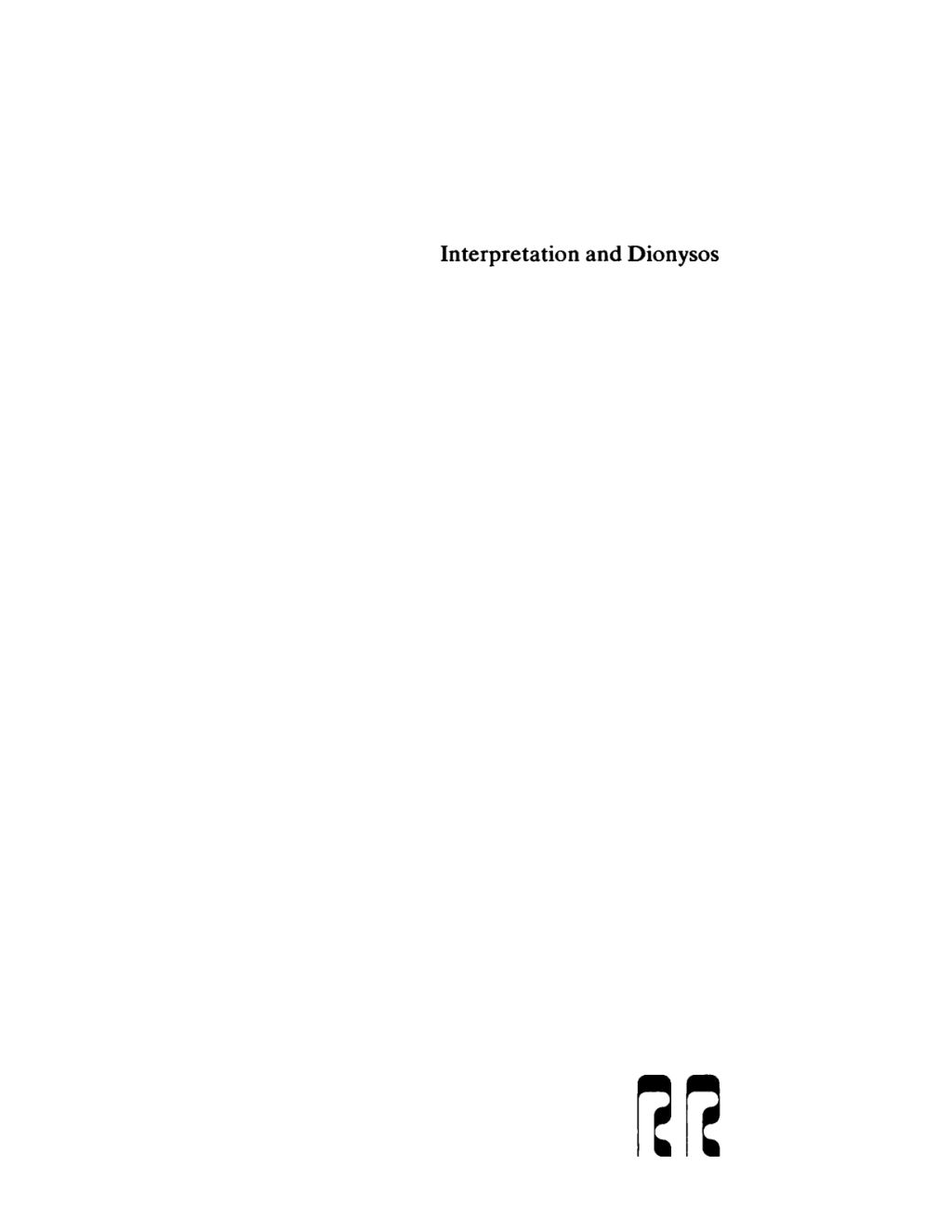 Page Fidelity Interpretation and Dionysos; $179.81