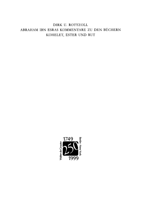 Cover image for book Abraham ibn Esras Kommentare zu den Büchern Kohelet, Ester und Rut