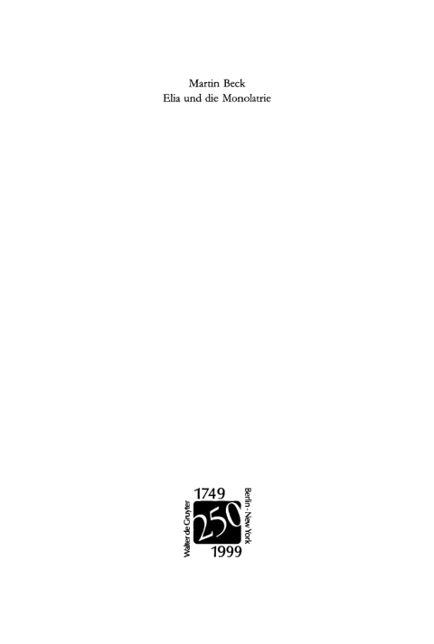 Cover image for book Elia und die Monolatrie