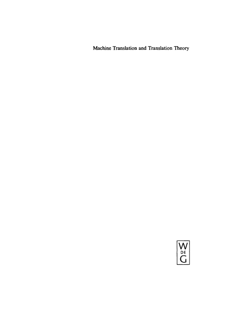Cover image for book Machine Translation and Translation Theory