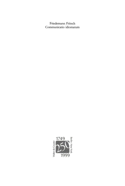Cover image for book Communicatio idiomatum