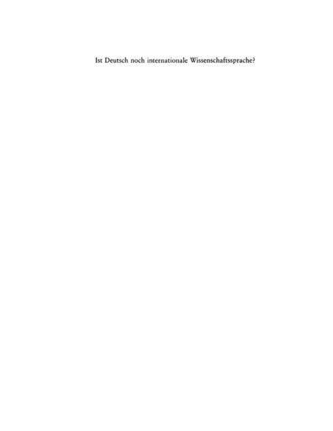 Cover image for book Ist Deutsch noch internationale Wissenschaftssprache?