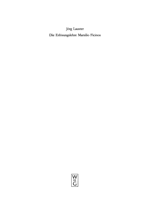 Cover image for book Die Erlösungslehre Marsilio Ficinos