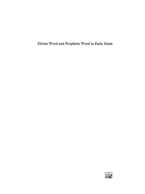 Cover image for book Divine Word and Prophetic Word in Early Islam