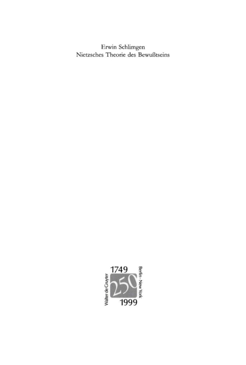 Cover image for book Nietzsches Theorie des Bewußtseins