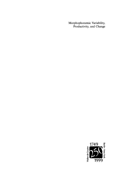 Cover image for book Morphophonemic Variability, Productivity, and Change