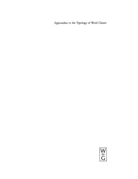 Cover image for book Approaches to the Typology of Word Classes