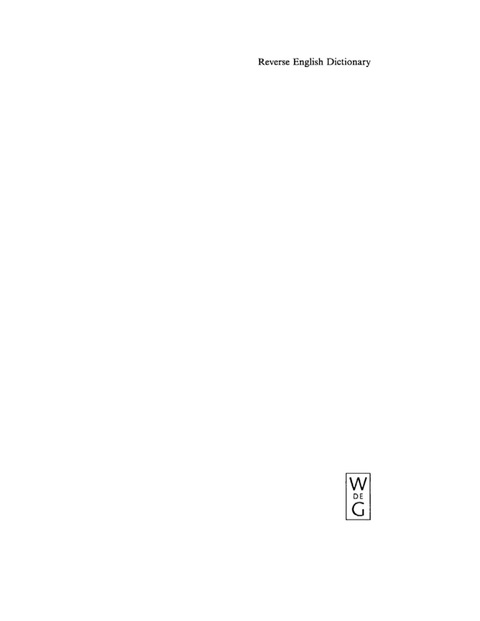 Cover image for book Reverse English Dictionary