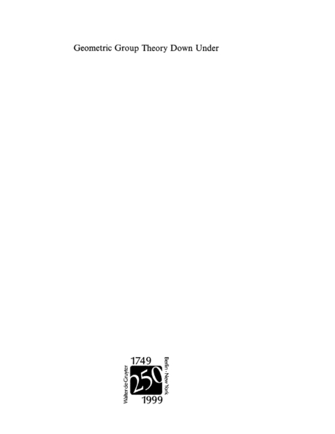 Cover image for book Geometric Group Theory Down Under