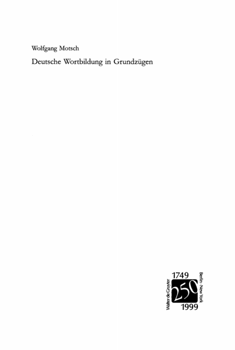 Cover image for book Deutsche Wortbildung in Grundzügen