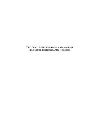 Two Centuries of Spanish and English Bilingual Lexicography (1590–1800)