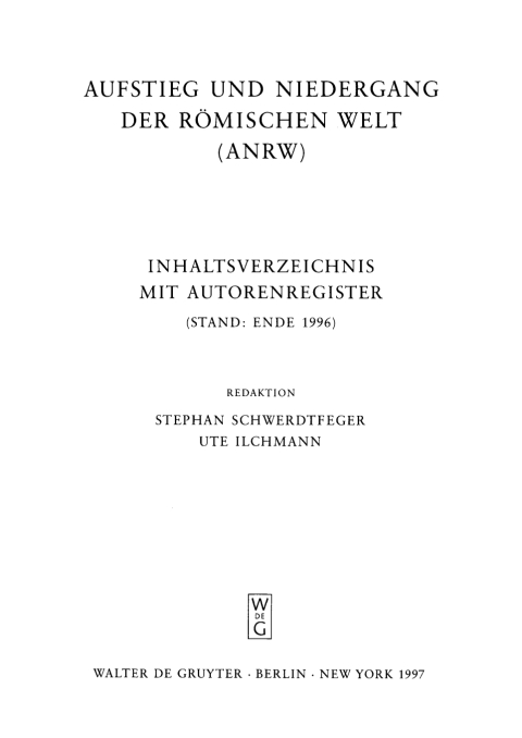 Cover image for book Inhaltsverzeichnis mit Autorenregister