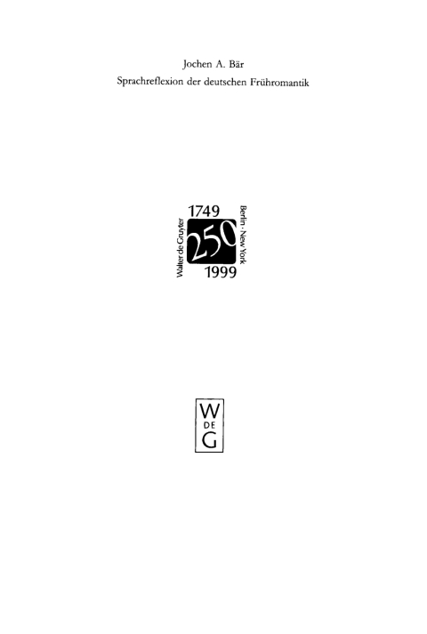 Cover image for book Sprachreflexion der deutschen Frühromantik