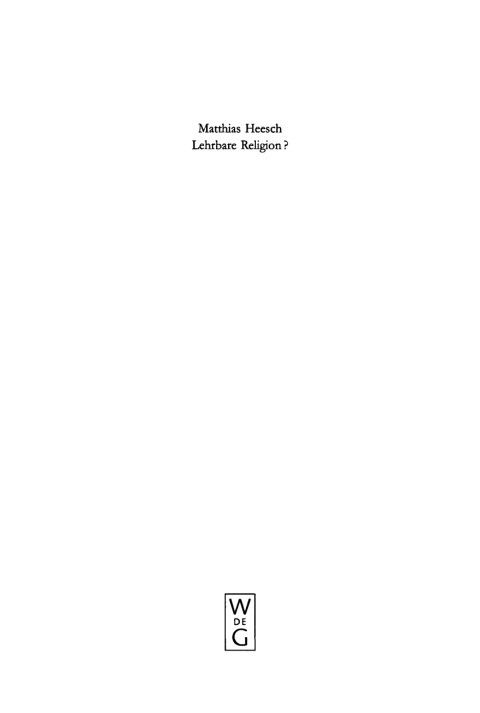 Cover image for book Lehrbare Religion?