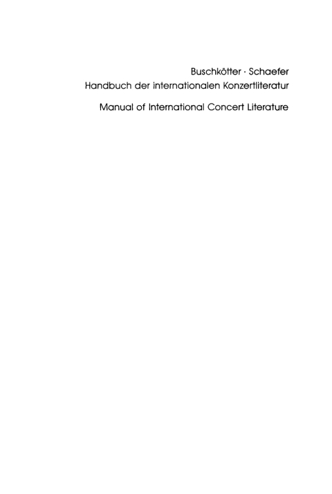 Cover image for book Handbuch der Internationalen Konzertliteratur / Manual of International Concert Literature
