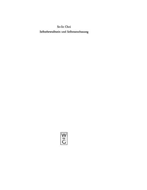 Cover image for book Selbstbewußtsein und Selbstanschauung