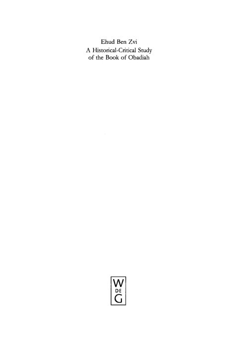Cover image for book A Historical-Critical Study of the Book of Obadiah