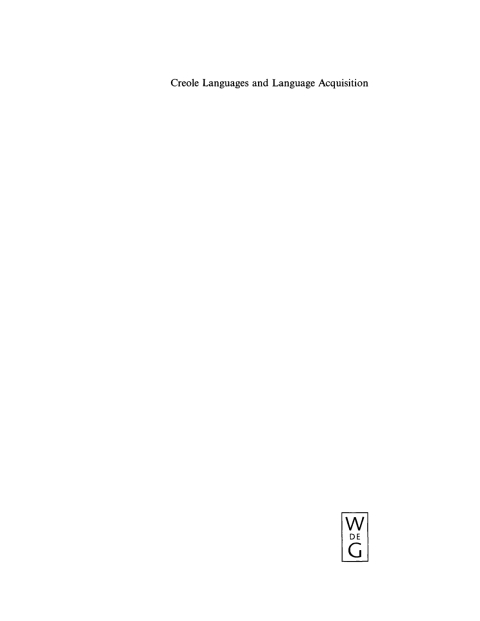 Cover image for book Creole Languages and Language Acquisition