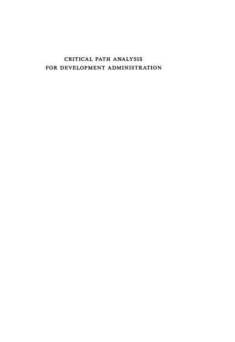 Cover image for book Critical path analysis for development administration