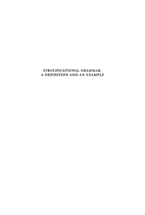 Cover image for book Stratificational Grammar