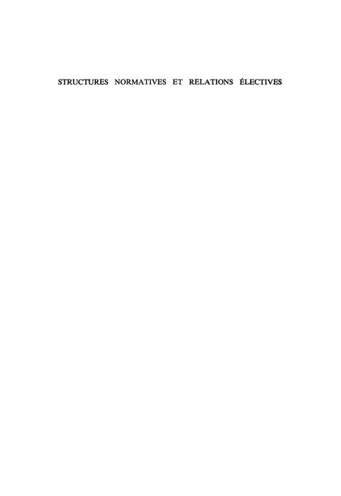 Cover image for book Structures normatives et relations électives