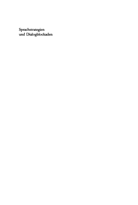 Cover image for book Sprachstrategien und Dialogblockaden