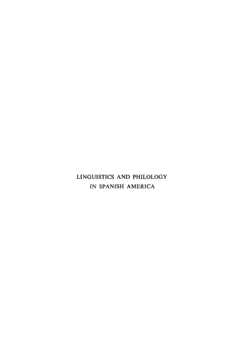 Cover image for book Linguistics and Philology in Spanish America