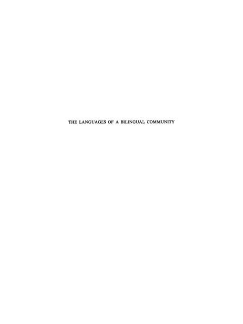Cover image for book The Languages of a Bilingual Community