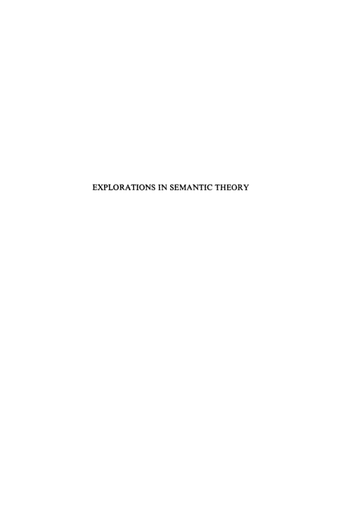 Cover image for book Explorations in Semantic Theory