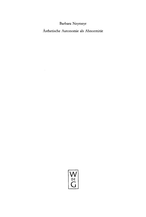 Cover image for book Ästhetische Autonomie als Abnormität