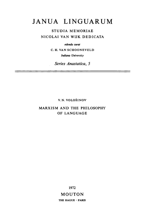 Cover image for book Marksizm i filosofija Jazyka / Marxism and the Philosophy of Language