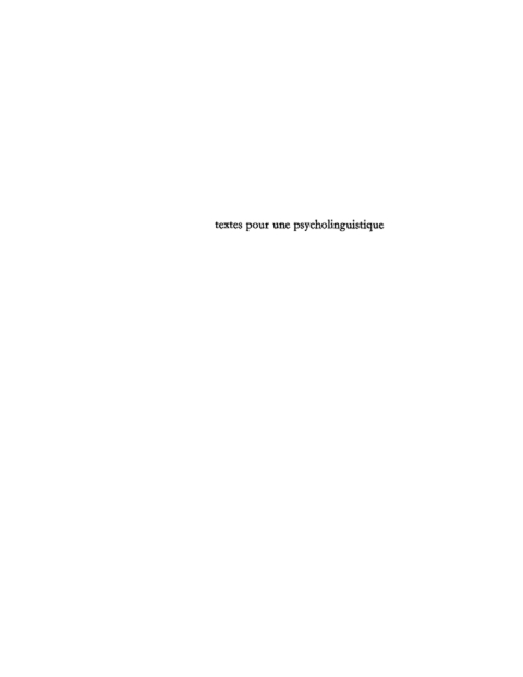Cover image for book Textes pour une psycholinguistique