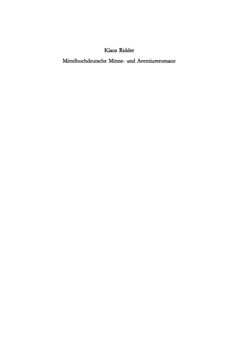 Cover image for book Mittelhochdeutsche Minne- und Aventiureromane