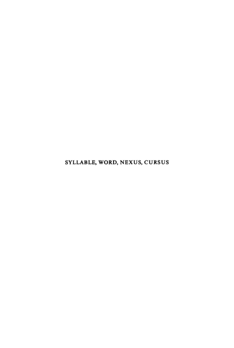 Cover image for book Syllable, Word, Nexus, Cursus