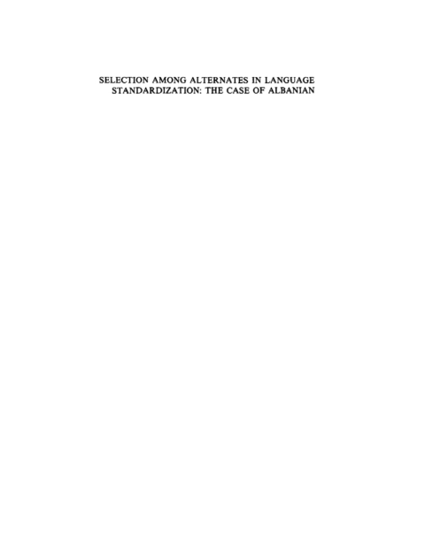 Cover image for book Selection among Alternates in Language Standardization