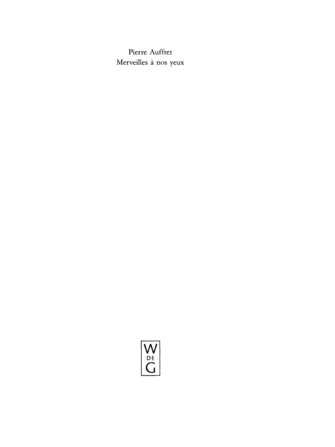 Cover image for book Merveilles à nos yeux